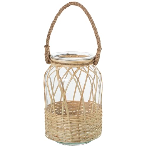 Lanterne en verre contre le vent avec anse en corde pratique - 8