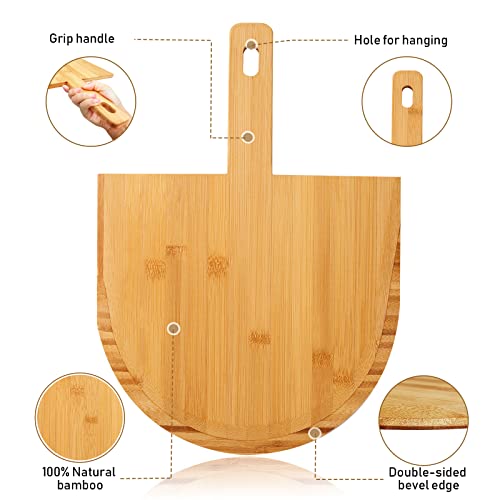 Kiss Core Natural Bamboo Pizza Peel 10 Inch Pizza Paddle For Homemade Pizza Cutting Board Serving Board With Handle Easy Storage #TOP4