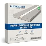 Profilo led cartongesso 2 mt x 12 cm| Profili Led Integrato nel cartongesso |Taglio di Luc...