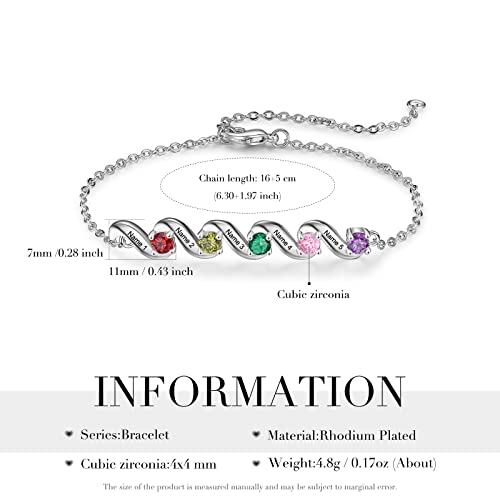 Mother Bracelet Personalized Birthstone Bangle Bracelets For Mom Custom Name Bracelet For Women With 2/3/4/5 Kids Names Gifts For Mom Wife Grandma Christmas Birthday Gift Mother's Day Gift (5 Names) #TOP4