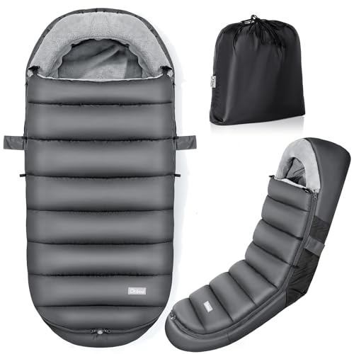 IvyWind Stroller Footmuff, Baby Winter Stroller Bunting Bag with Removable Zipper, Universal Warm Sleeping Bag for Cold Weather, Waterproof & Cozy Fleece Lining for Toddler Infant Kids, Dark Gray