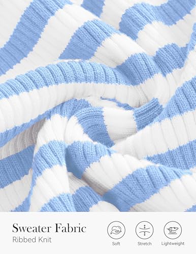 Image of PRETTYGARDEN Summer High Neck Striped Tank Tops for Women Casual Sleeveless Sweaters Basic Ribbed Knit Slim Fitted Shirts