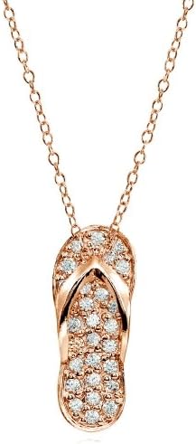 Sterling Silver Cubic Zirconia Flip-Flop Beach Sandal Necklace