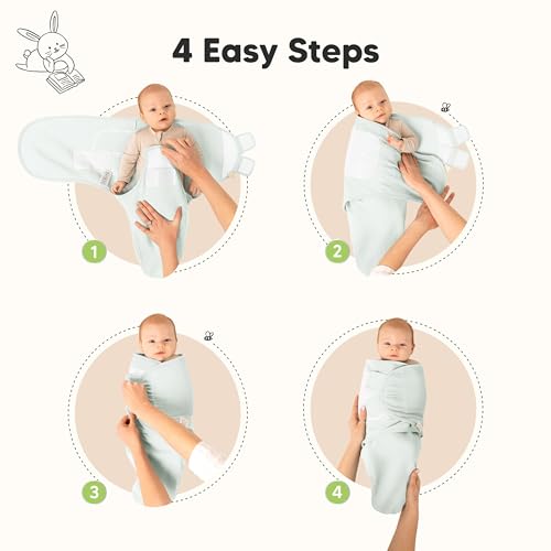 Image of 3-Pack Organic Swaddles for Newborns, Baby Swaddles 0-3 Months (Glacier) | Newborn Swaddle Sleep Sacks, Soft Cotton, Infant, Baby Swaddle Wraps, Girls, Boys, Large Hook & Loop Closure