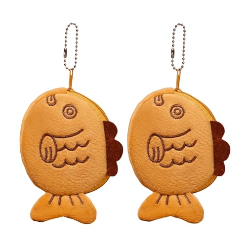 2Pcs Brown Cute Plush Coin Purse Keychain, Mini Wrist Purse Bag, Soft Animals Coin Purse with Zipper, Plush Pouch for Crossbag Shoulder Bag Handbag Car Pendants