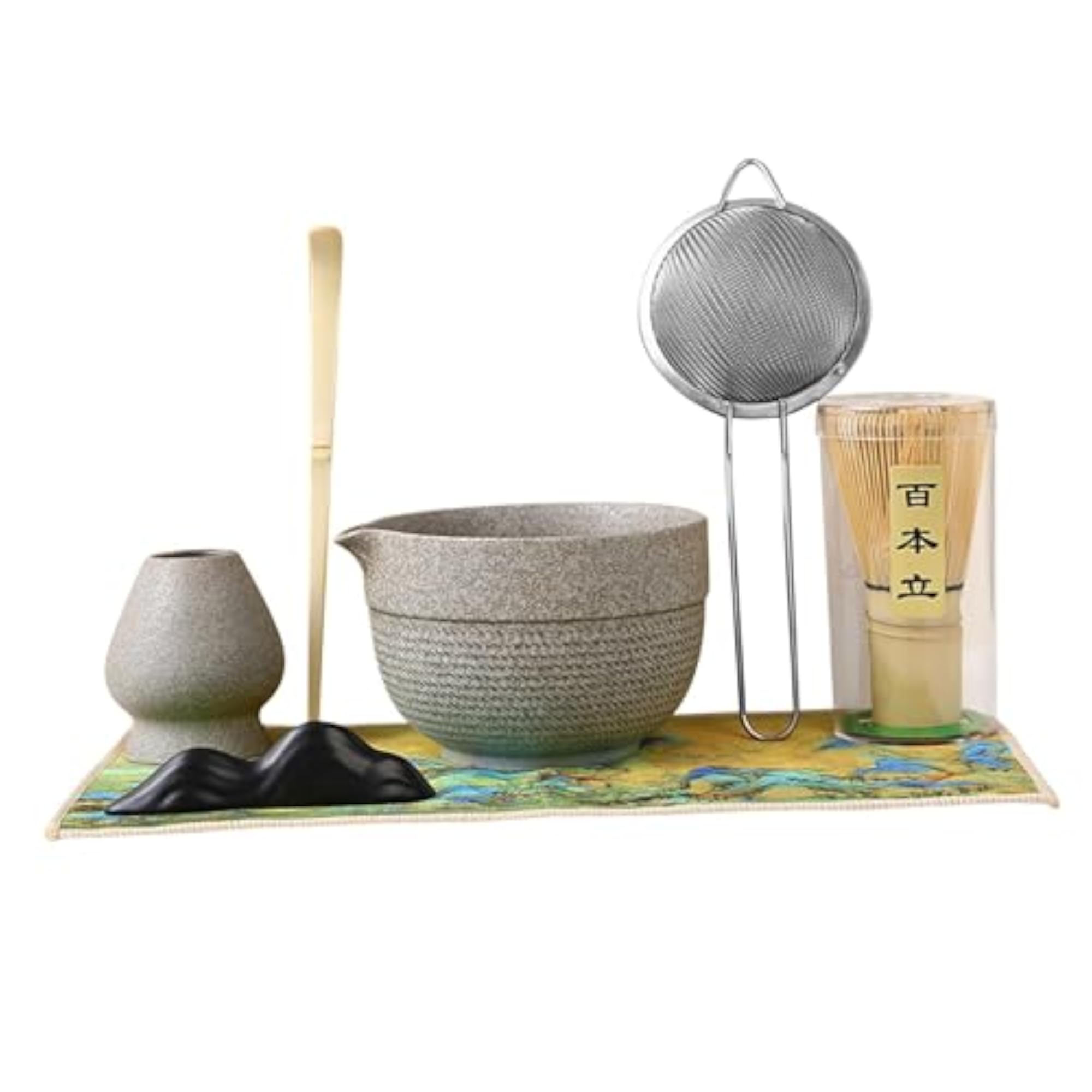 7Pcs Japanese Matcha Whisk Set with Bowl, Multicolor