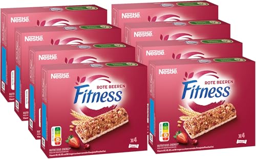 Nestlé FITNESS Bars Rote Beeren Cerealienriegel, Energieriegel mit getrockneten Früchten, 8er Pack (à 4 x 23,5g)