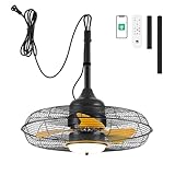 Orison 21'' Outdoor Ceiling Fans with Lights, Wet Rated Gazebo Fan with Remote, Plug in Hanging Fan for Patio Waterproof, App Controll