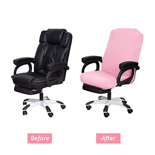 Image of SARAFLORA Pink Office Chair Covers Stretch Washable Computer Chair Slipcovers for Universal Rotating Boss Chair Large Size