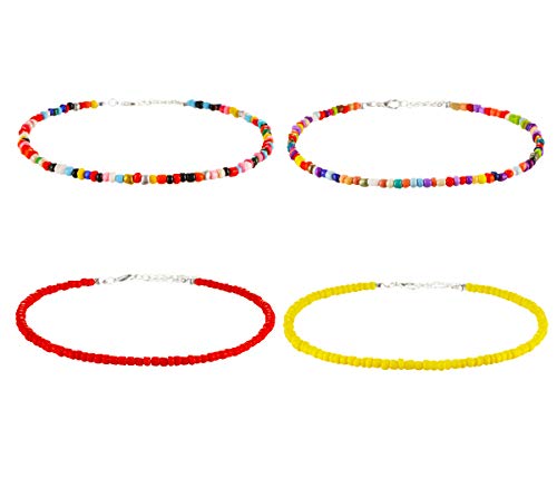 Wremily 4-12 Pieces Beaded Choker Necklaces for Women Girls Boho Seed Bead Choker