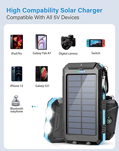 Suscell Solar-Charger-Power-Bank-38800mAh Solar Power Bank with 2.4A USB-A Output Ports Compatible with iPhone, Samsung Galaxy, and More, Dual Emergency LED Flashlight Perfect for Hiking, Camping - Thumbnail 7