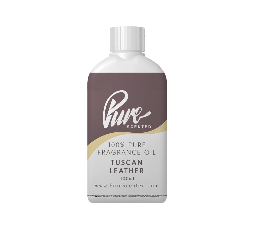 Pure Scented 100ml Fragrance Oil - Vegan & Cruelty-Free, for Candles, Soaps, Slime, Diffusers, Cosmetics, Wax Melts & DIY Crafts (1 x 100ml, Tuscan Leather)