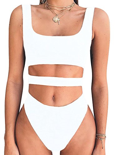 Image of BEAGIMEG Women's Tank Top Cut Out Sleeveless Bodice Bodysuit | Party Clubwear