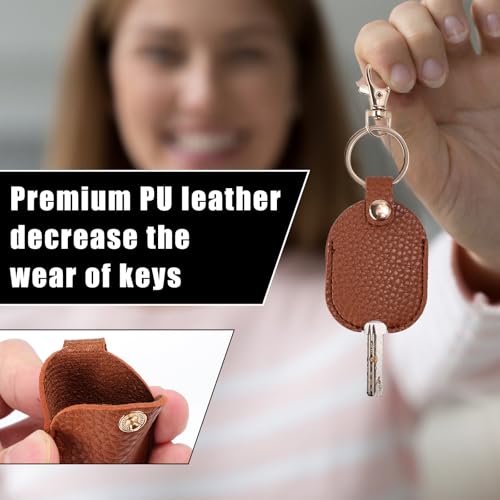 Image of NQEUEPN PU Leather Car Key Sleeve Cover, Vintage Broken Car Key Loop Replacement Keychain Protector with Keyring