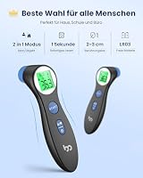 Fieberthermometer für Babys, Kinder und Erwachsene, kontaktloses Stirnthermometer Infrarot Thermometer mit sofortiger genauer Ablesung, Fieberalarm, schwarz – Ansicht 2