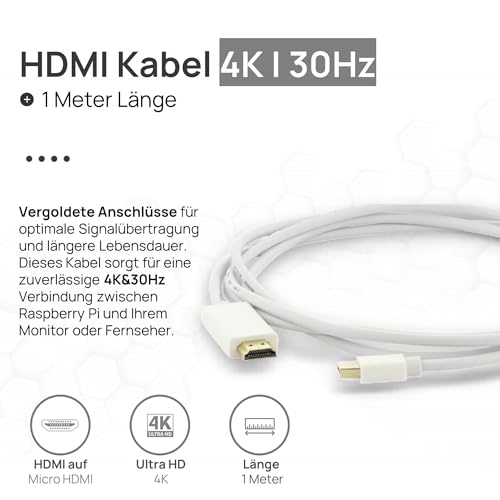 Raspberry Pi 5 16GB Starter-Kit | 128GB Edition | Offizielles 27W Netzteil | Offizielles Gehäuse mit Lüfter | 4K Micro HDMI Kabel 1m | Alu-Kühlkörper