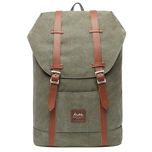 KAUKKO Canvas Rucksack Für Herren - 42x29x13cm, Wasserabweisend, Mit Laptopfach, Für Alltag & Reisen