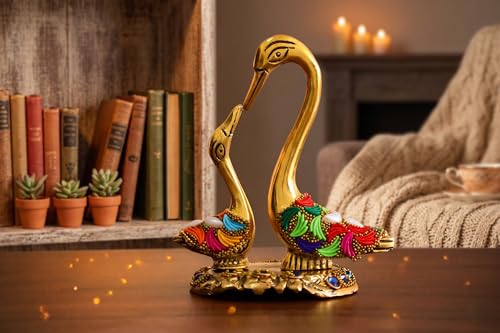 Image of KridayKraft Love Birds Swanset Pair of Kissing Duck Metal Statue,Love for Romantic Gift to Boyfriend,Girlfriend,Decor Your Home,Office,Showcase,Animal Showpiece Figurines. (Stone 1)