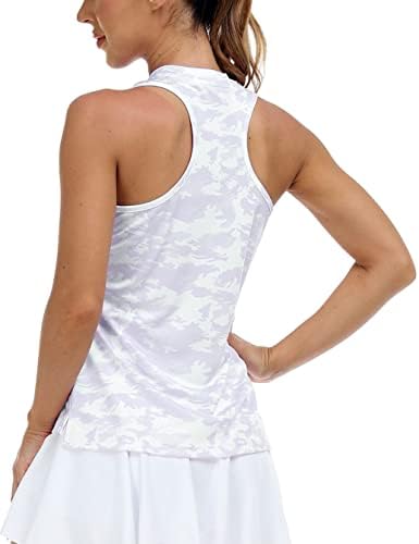 MoFiz Women's Sleeveless Golf Shirt Racerback Tennis Tank Tops Lightweight Bowling Shirt Collared Active Polo T-Shirt Camouflage Purple XL
