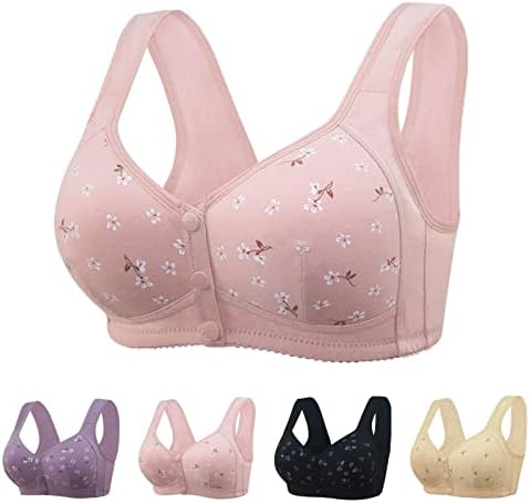 Daisy Bra Front Closure, Front Snaps Button Bras Women, Convenient Front Button Bra for Seniors (Pink,Womens/2XL)