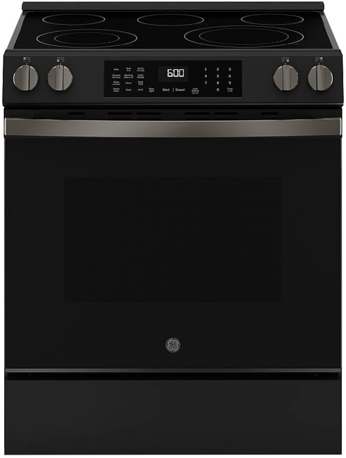 GE GRS600AVDS 5.3 Cu. Ft. Black Slate Slide-In Electric Convection Range with Steam Cleaning