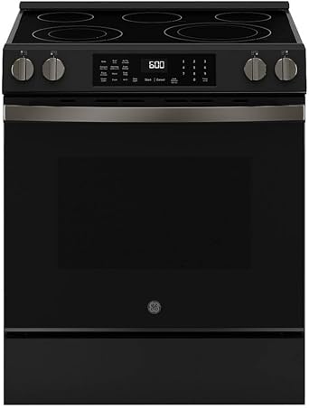 GE GRS600AVDS 5.3 Cu. Ft. Black Slate Slide-In Electric Convection Range with Steam Cleaning