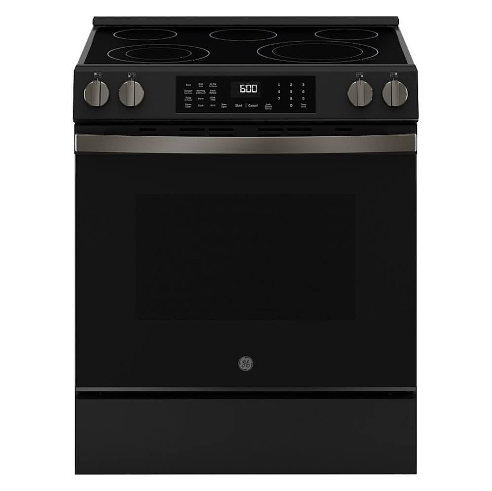 GE GRS600AVDS 5.3 Cu. Ft. Black Slate Slide-In Electric Convection Range with Steam Cleaning