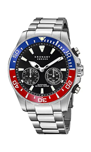 KRONABY Hybrid Smartwatch Herren Edelstahl - Intelligente Analoguhr - Wasserdicht 20 ATM - Musik, Schritte, Benachrichtigungen - S3778/4 Diver
