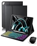 for iPad 6th Generation(2018)/ iPad 5th Generation(2017)/IPad Pro 9.7 (2016)/IPad Air 2(2014) 9.7-inch Case,with Wireless Bluetooth British Layout Backlit Keyboard and Mouse,Magnetic Design Detachable