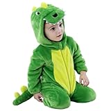 QIAONIUNIU Halloween Baby Green Dinosaur Costumes Toddler Outfit Infants Cosplay Romper 3-6 Months