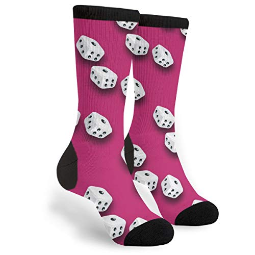 Lucky Dice Bunco Casino Game Night Men Women Casual Crazy Funny Athletic Fancy Novelty Graphic Crew Tube Socks Moisture Wicking Gift