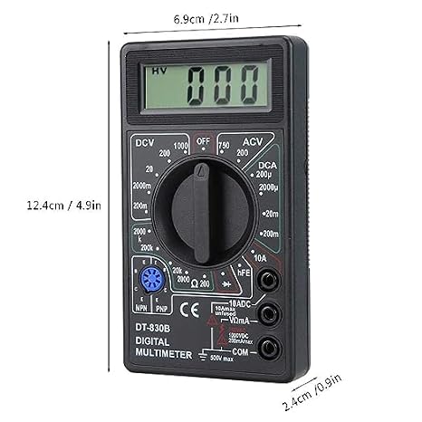 Generic DTY DT-830B Small Digital Multi Tester, Includes Japanese Instruction Manual, Current, Voltage, Resistance, Measurement Instrument, Compact Digital Tester