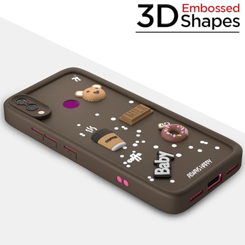 Image of Outlouders Back Cover for Redmi Note 7 / Note 7 Pro /Note 7s | 3D Cartoon Cute Fun Bear | Silicone Full Body Protection Bumper Case (Brown)