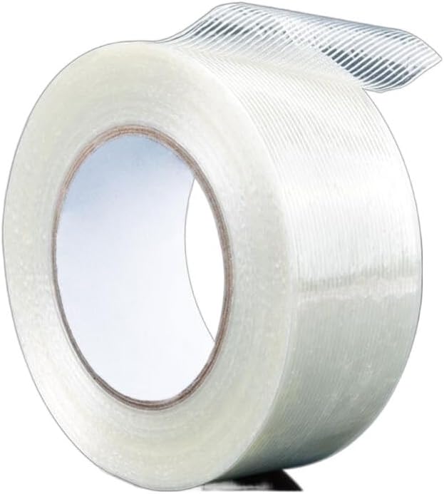 25M Strong Fiber Tape Filament Transparent Striped Fiber Tape Electrical Fixed Glass Steel Plate Strapping Model Sealing Tape (Color : for 45MM, Size : 25M)