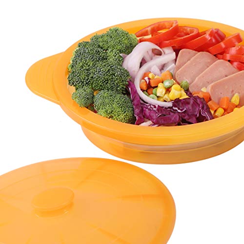 3-Piece Silicone Food Containers Reusable Storage Box Bento.microwave Steamer Cooker Collapsible Bowl-Silicone Steamer Cookware #TOP1