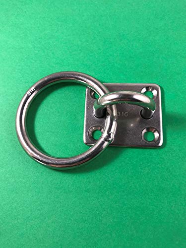 image for US Stainless Stainless Steel 316 Square Pad Eye with Ring 1/4