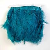 Cinta de adorno de plumas de pavo esponjosas de 1 metro, 10-15 cm, para ropa de boda, accesorios de decoración de vestidos de fiesta, plumas de costura, azul marino