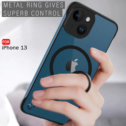 Image of TheGiftKart Hybrid Ultimate Slim Back Case Cover for iPhone 13 Compatible with Magsafe | Lightweight Profile | Frosted Matte Translucent Hard Back Case Cover for iPhone 13 (PC & TPU, Black Sides)