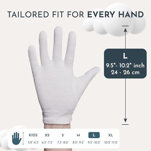 Gaxcoo Cottonnerie Cotton Gloves for Dry Hands Sleeping, Overnight Moisturizing and Sleeping Gloves, Moisture Gloves for Dry Hands Overnight, Hand Care for Eczema, Large, 4 Pairs - Thumbnail 6