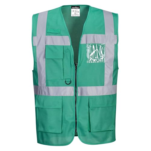 Portwest Chaleco Iona Executive, Tamaño: L, Color: Verde Botella, F476bgrl