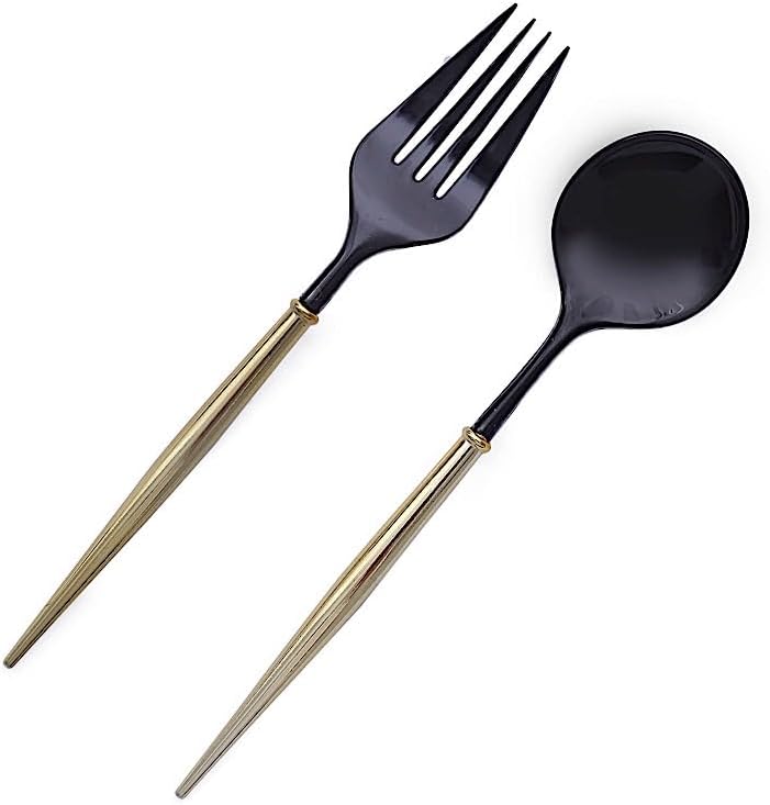 Juego de 24 cucharas y tenedores desechables de plástico de 6 pulgadas de alta calidad, para bodas, fiestas, eventos, recepción, suministros de