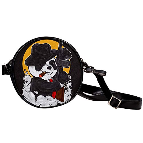 Funny Panda With Gun Cross Body Bag Sling Bags Canvas Messenger Bag For Man Women Round Purse #TOP1