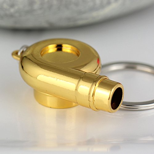 Image of maycom Creative Spinning New Chrome Polished Gold Turbo Turbocharger Keychain Key Chain Ring Keyring Keyfob,make Whistle Sound