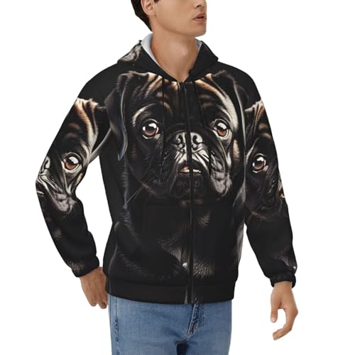Sweat à fermeture éclair homme imprimé carlin pour look casual