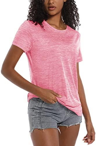TACVASEN Womens Tee Short Sleeve Shirt Shirts Athletic Tops for Women Lightweight Workout T-Shirts, Pink, L