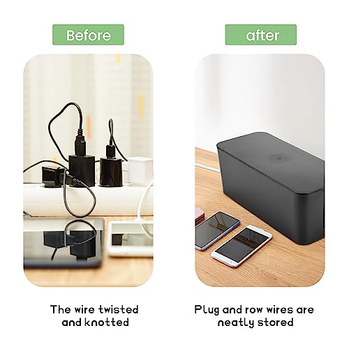 Boîte de gestion des câbles noire au design minimaliste pour bureau