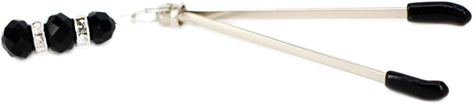 Adult Nipple Clamps, Silver with Black Pendant Couples Sex Toy