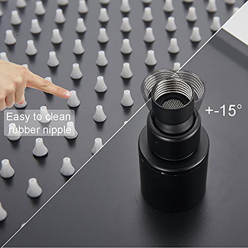 Ensemble de douche thermostatique noir mat haut de gamme avec douche tête 10"