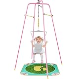 EL&IT·Wings Baby Jumper with Stand, Height-Adjustable Baby Jumpers and Bouncers, Baby Exerciser Suitable for 6-24 Months,Wise Gift Choice for Infant & Toddler (Soft Rug Include) (Peach, Standard)