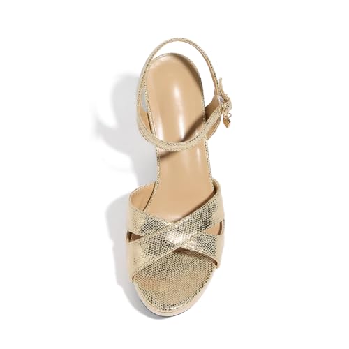 Image of Block Heeled Platform Sandals Chunky Open Toe Shoes for Women